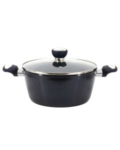 Oster Hawke 4.2 Quart Ceramic Nonstick Aluminum Dutch Oven with Lid in Dark Blue