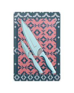 Spice by Tia Mowry Savory Saffron 6 Piece Knife and Cutting Board Set in Blue and Pink